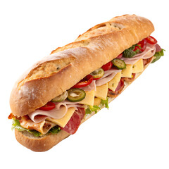 Submarine sandwich isolated on a transparent background
