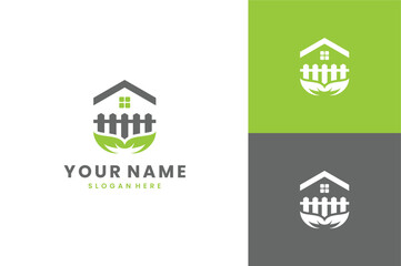 house with leaf nature architecture building eco green logo vector illustration 