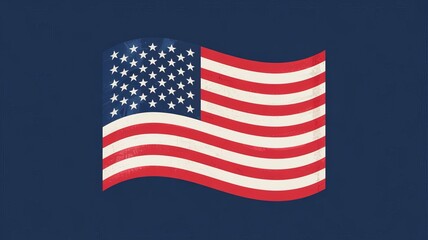 The patriotic American flag, featuring stars and stripes, waves proudly against a blue sky, symbolizing the USA's freedom and national pride