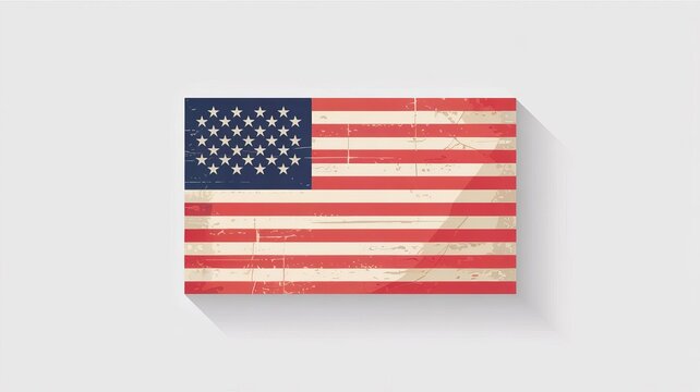 The patriotic American flag, featuring stars and stripes, waves proudly against a solid background, symbolizing the USA's freedom and national pride