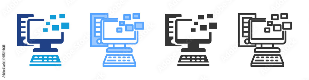 Poster Line Coding icon set multiple style collection