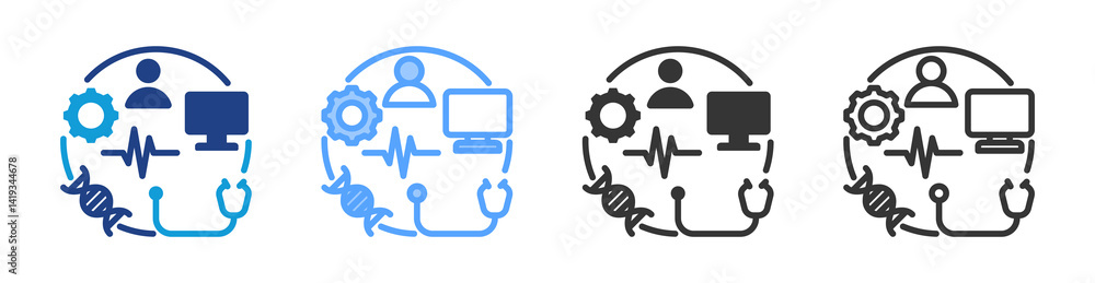 Poster Medical Coding icon set multiple style collection