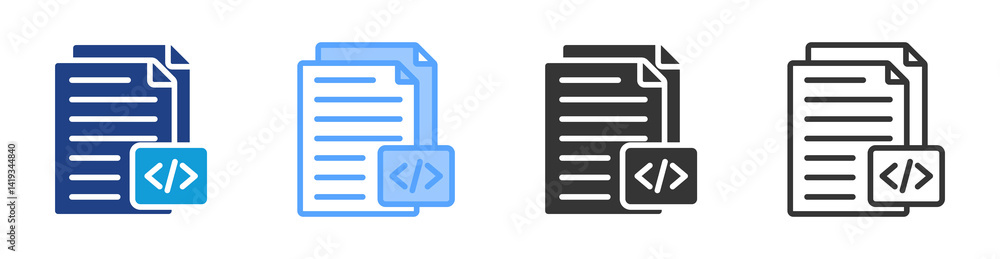 Poster Source Code icon set multiple style collection