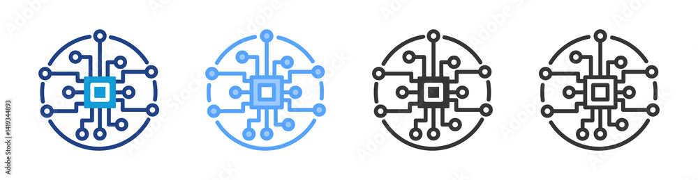 Aufkleber central processing icon set multiple style collection