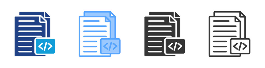 Source Code icon set multiple style collection