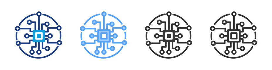 Central Processing icon set multiple style collection