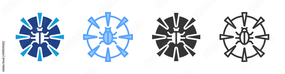 Poster Debugging icon set multiple style collection