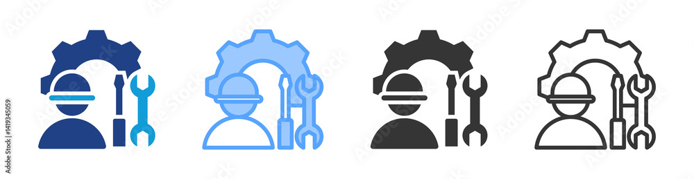 Poster maintenance icon set multiple style collection