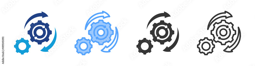 Poster Reverse Engineering icon set multiple style collection