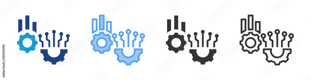 Fototapete combines engineering icon set multiple style collection
