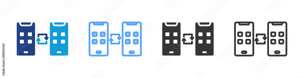 Poster Portability icon set multiple style collection
