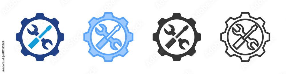 Poster Maintainability icon set multiple style collection