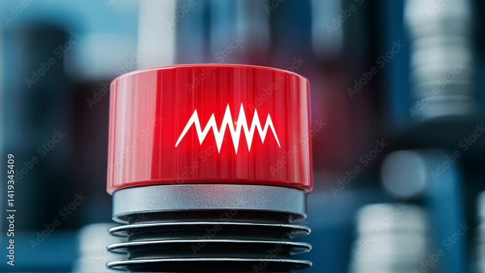 Aufkleber striking red alert light design warning for safety and technology, inviting you to think before you 