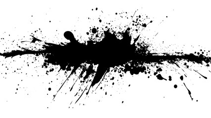 Dynamic black paint splatter on a white background showcasing artistic expression