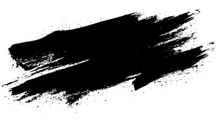Abstract black brushstroke conveying artistic expression and movement across a white background