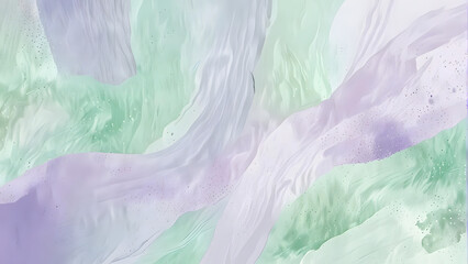 Fototapeta premium Abstract watercolor background with soft pastel gradients blending mint green and lavender, subtle paper grain texture for minimalist wedding invitations or digital art