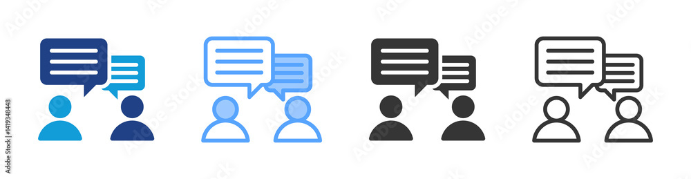 Poster communication icon set multiple style collection