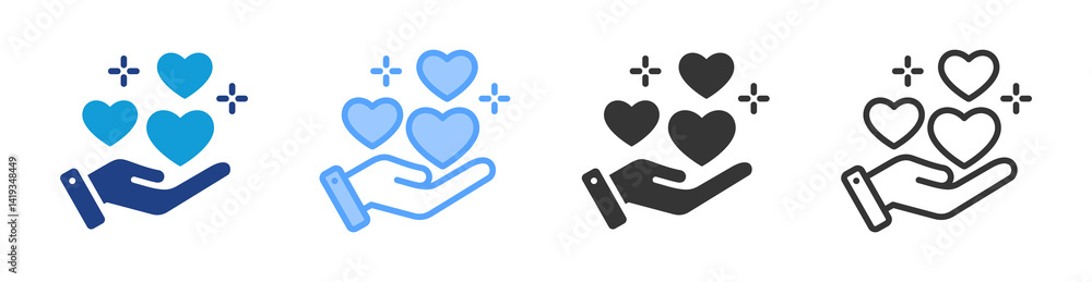 Poster compassion icon set multiple style collection