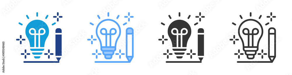 Poster creativity icon set multiple style collection