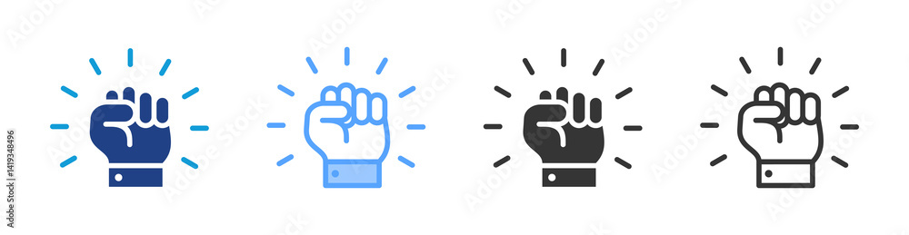 Poster Determination icon set multiple style collection