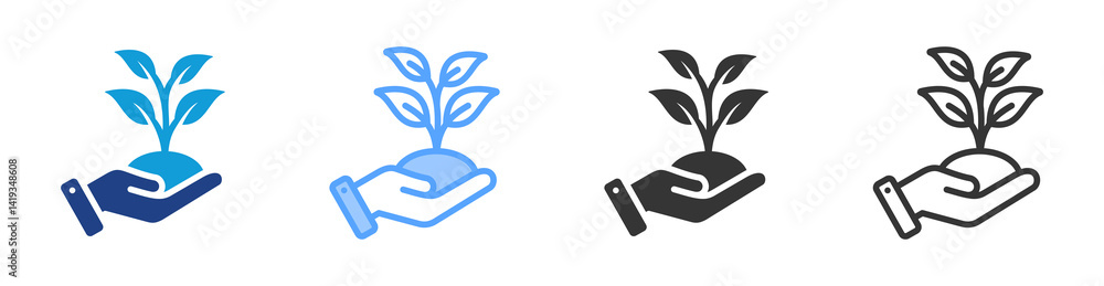 Poster growth icon set multiple style collection