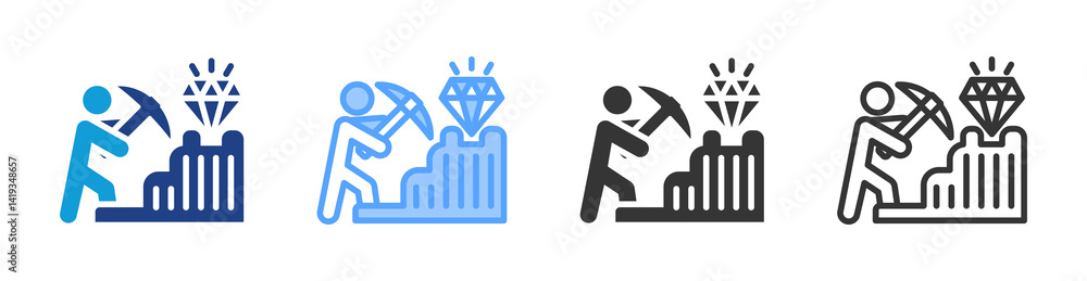 Poster Hard Work icon set multiple style collection