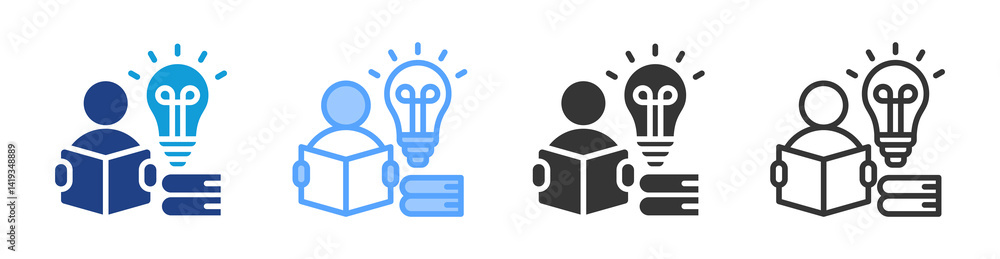 Poster Learning icon set multiple style collection