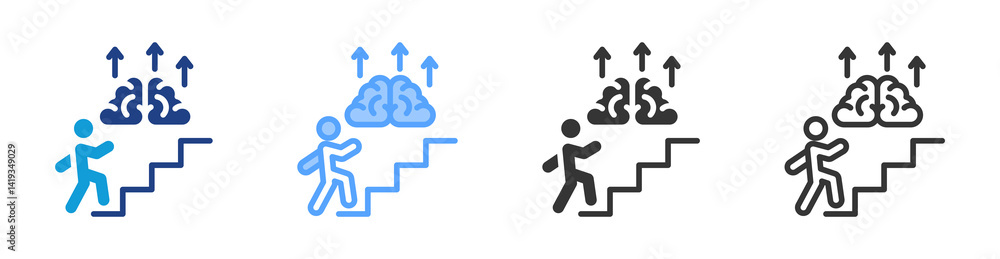 Aufkleber self improvement icon set multiple style collection