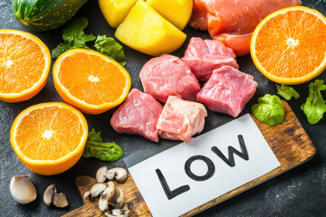 Low-calorie meal preparation with fresh fruits and lean meats kitchen setting food photography healthy lifestyle