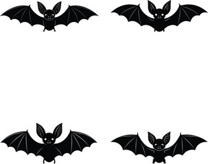 Cartoon Bat Silhouette Icon Set