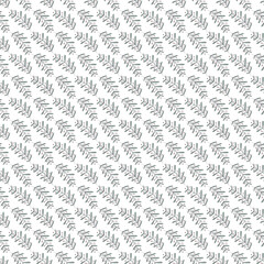 Seamless Pattern of Rustic Twigs With Soft Botanical Accents on White
