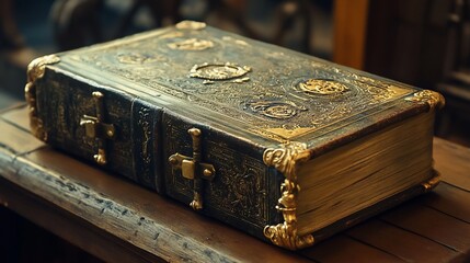 Ornate Ancient Tome: A Glimpse into Historical Knowledge and Wisdom