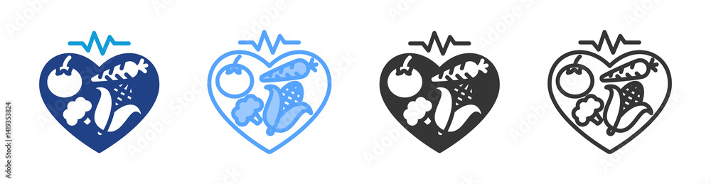 Poster healthy diet icon set multiple style collection