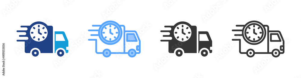 Poster Fast Delivery icon set multiple style collection