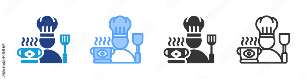 Poster cook icon set multiple style collection