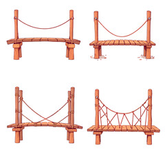 Vsai four wooden rope bridges connecting two sides