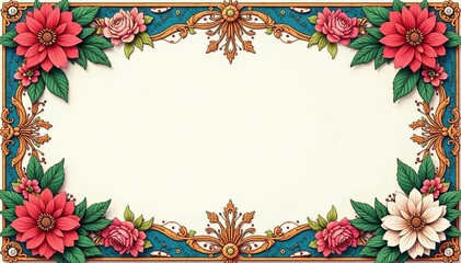 Intricate floral design within a bold geometric frame , polygon, background, plant