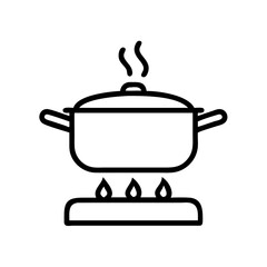 Cooking Pot on Gas Stove Icon Design