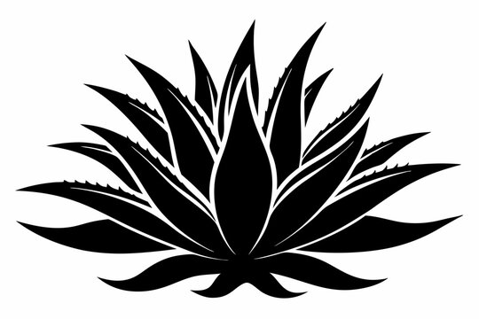 black aloe vera plant silhouette clip art preview