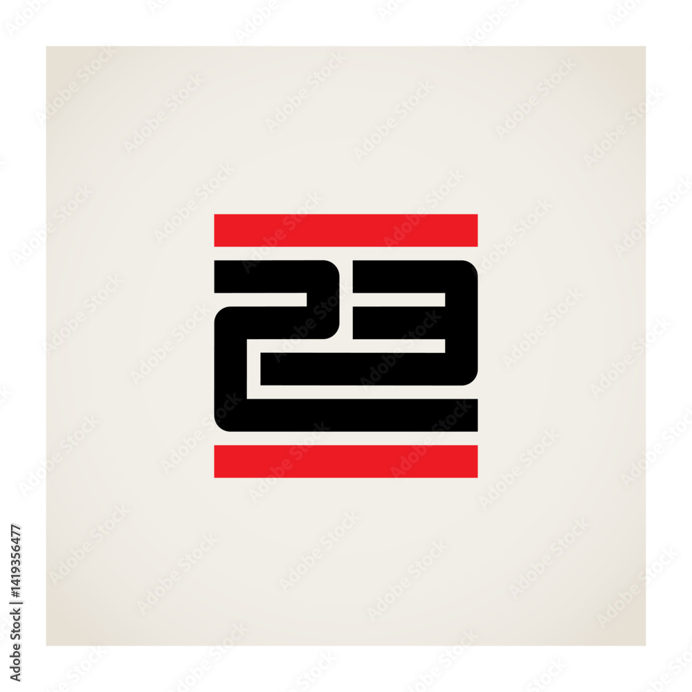 Poster 23 - logo or design element or icon with numbers 2 and 3. logotype. twenty three.