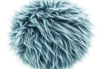 Obraz premium Teal faux fur sphere; soft textured ball; studio shot; fashion accessory