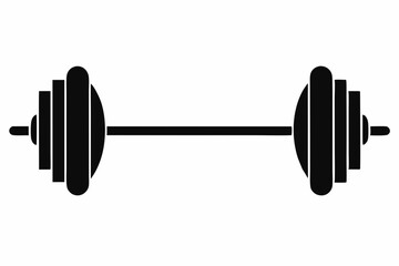 barbell silhouette line art vector illustration
