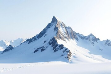 Obraz premium Snow covered mountain peak against a clear white sky, scenery, alpine, scenic