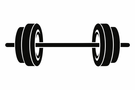 barbell silhouette line art vector illustration