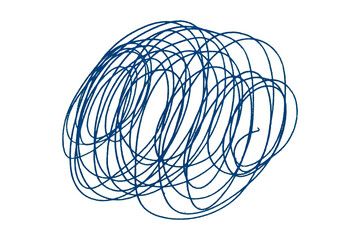 Grunge blue pen lines, messy lines, hand drawn sketch, abstract doodle, isolated chaotic lines, grunge overlapping lines texture, artwork, ink, transparent background.