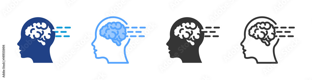 Poster human intelligence icon set multiple style collection