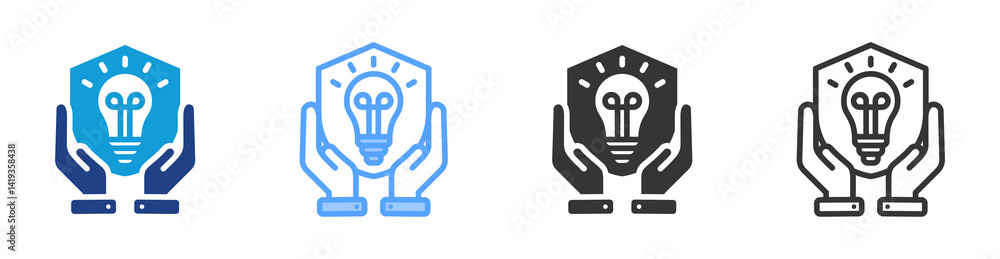 Poster Intellectual Property icon set multiple style collection