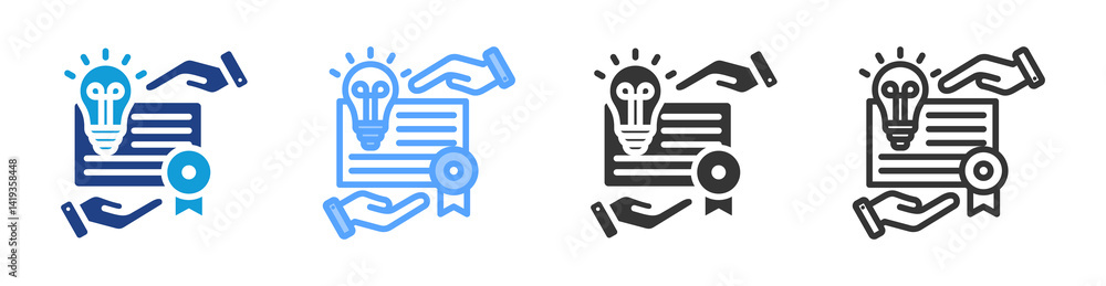 Poster ip rights icon set multiple style collection