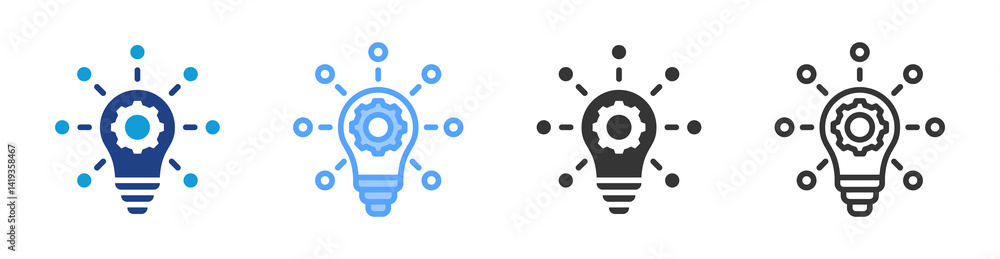 Poster invention icon set multiple style collection