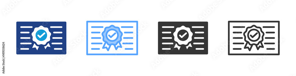 Poster Certification Mark icon set multiple style collection